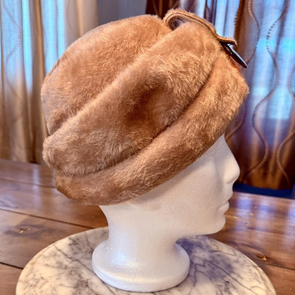 Vintage 1960s 60s MCM Tan Faux Tortoise Shell Hat Lazarus Model La Vienne Austia